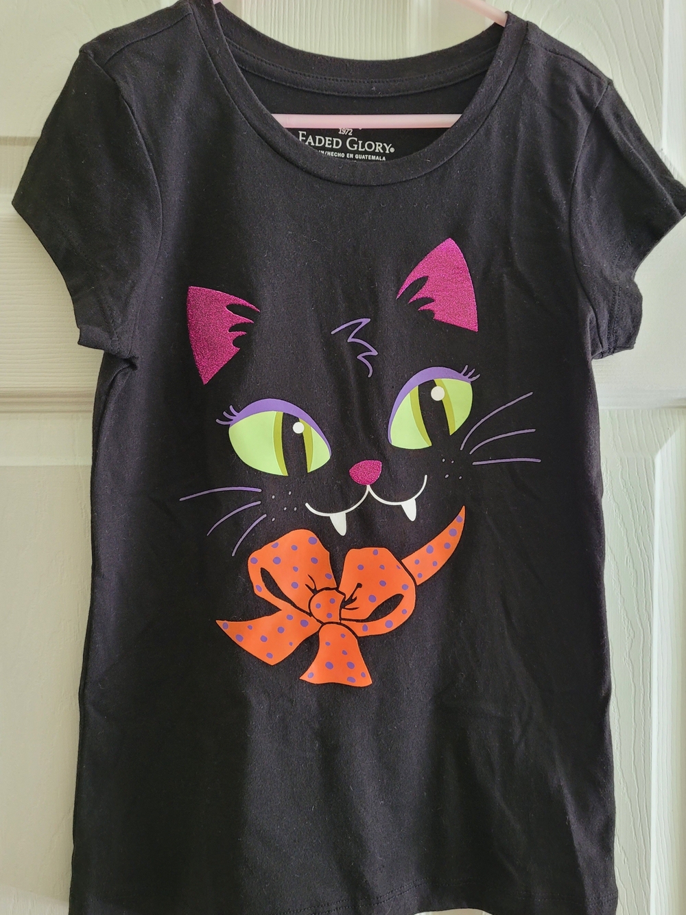Girls Halloween T-shirt Size 7/8 Purple & Green Accents